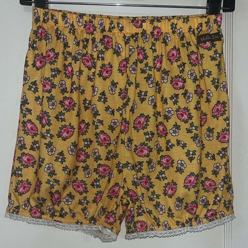 Matilda Jane Yellow Floral Shorts with Pink and White Accents